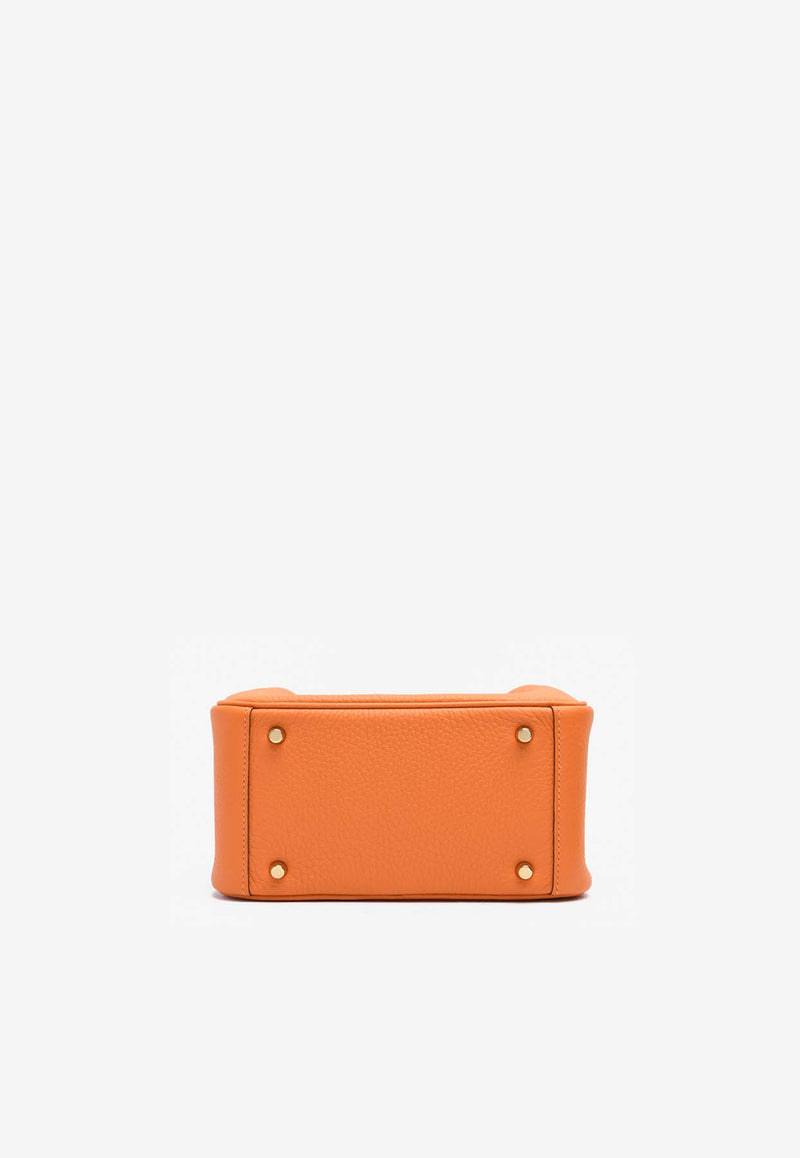 Hermès Mini Lindy 20 in Orange Clemence Leather with Gold Hardware