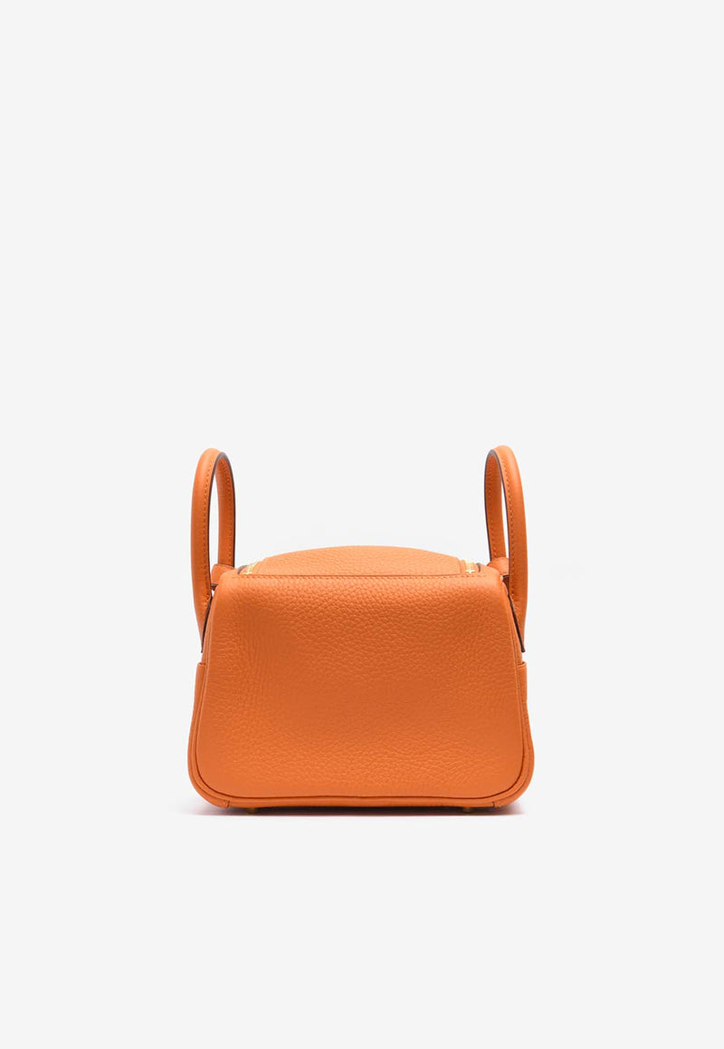 Hermès Mini Lindy 20 in Orange Clemence Leather with Gold Hardware