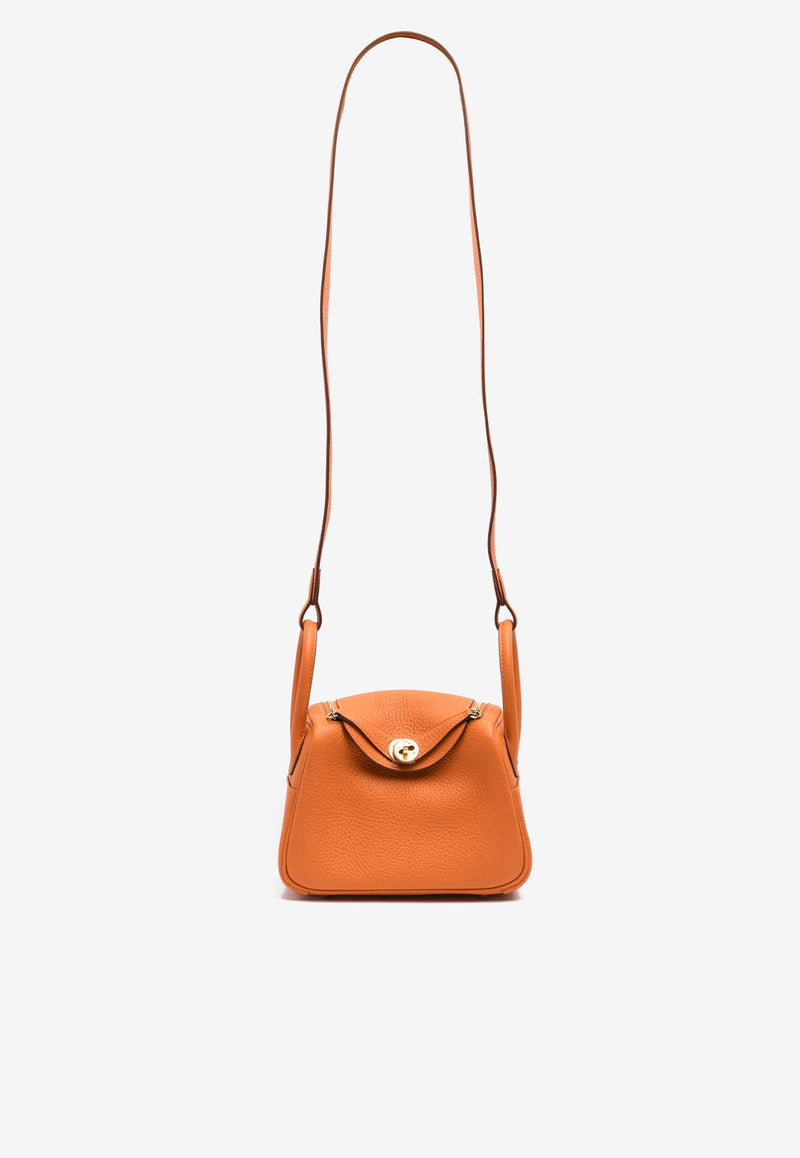 Hermès Mini Lindy 20 in Orange Clemence Leather with Gold Hardware