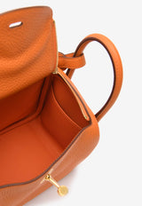 Hermès Mini Lindy 20 in Orange Clemence Leather with Gold Hardware