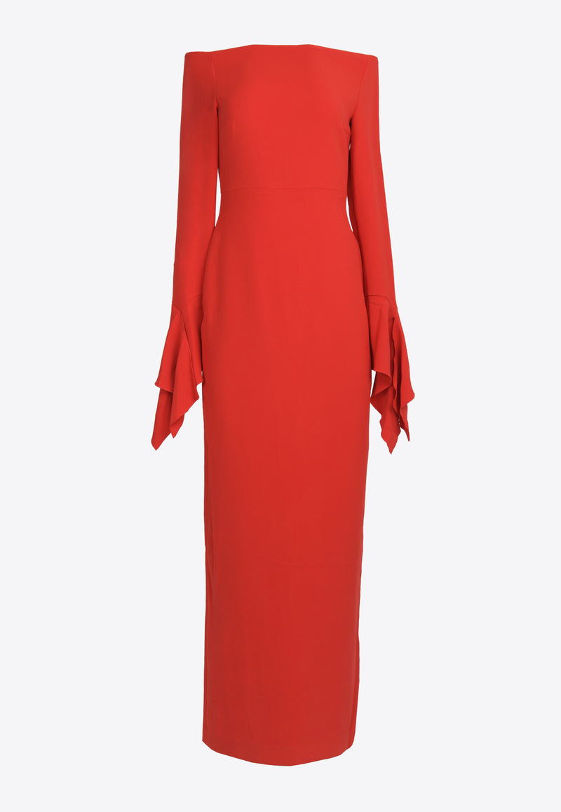 Solace London Amalie Off-Shoulder Maxi Dress Red OS38010RED