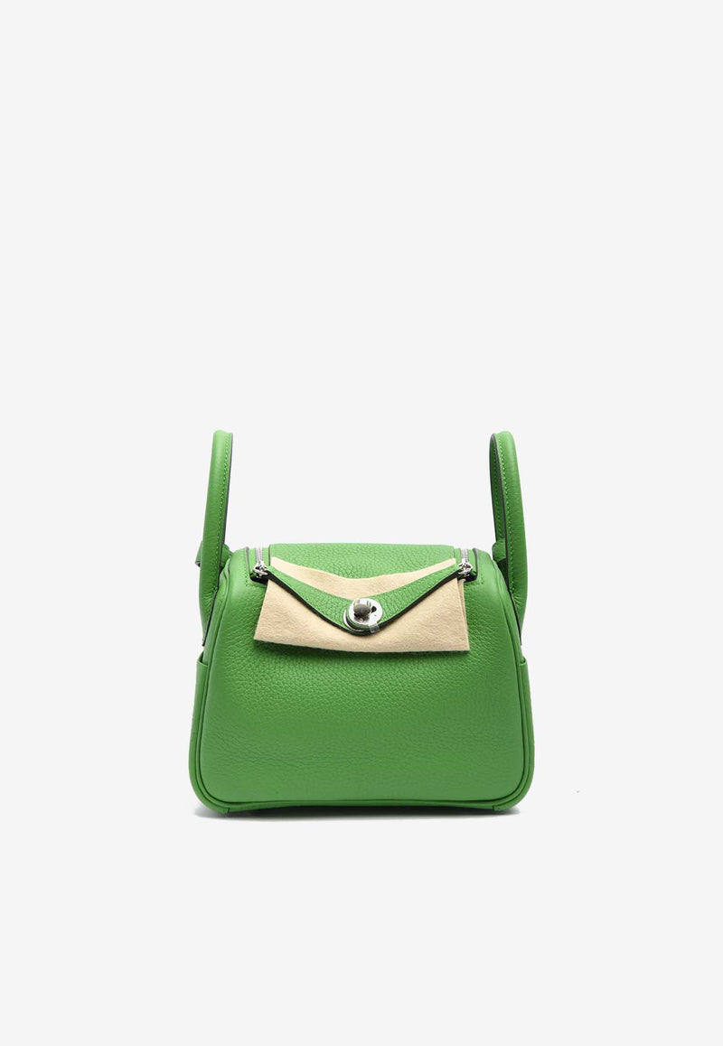 Hermès Mini Lindy 20 in Vert Yucca Clemence Leather with Palladium Hardware