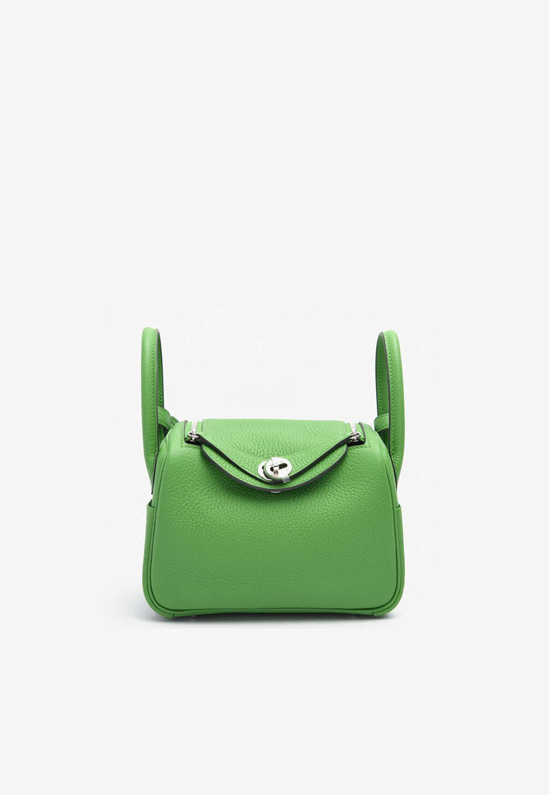 Hermès Mini Lindy 20 in Vert Yucca Clemence Leather with Palladium Hardware