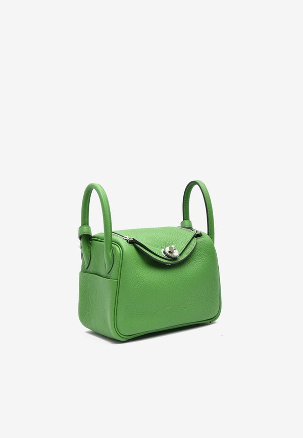 Hermès Mini Lindy 20 in Vert Yucca Clemence Leather with Palladium Hardware