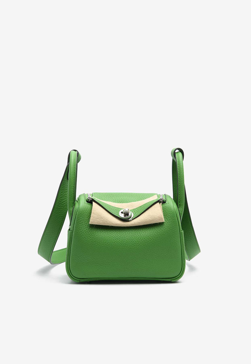 Hermès Mini Lindy 20 in Vert Yucca Clemence Leather with Palladium Hardware