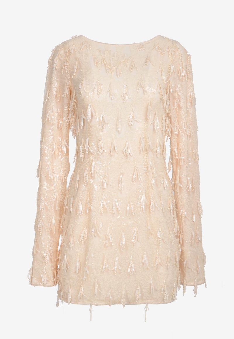 ROTATE Sequin Embellished Mini Dress Sand 1132492921SAND