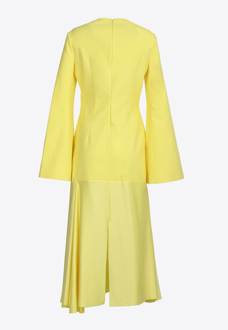 Solace London Gaia Flared Midi Dress Yellow OS2071YELLOW