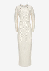 Self-Portrait Crystal Mesh Cut-Out Gown Cream SC24-963X-CCREAM