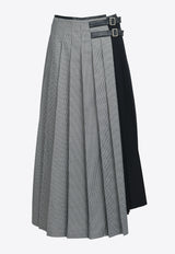 LIE Colorblocked Pleated Maxi Skirt Navy I43S04NAVY