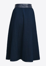 LIE A-line Quilted Midi Skirt Navy I233S005NAVY