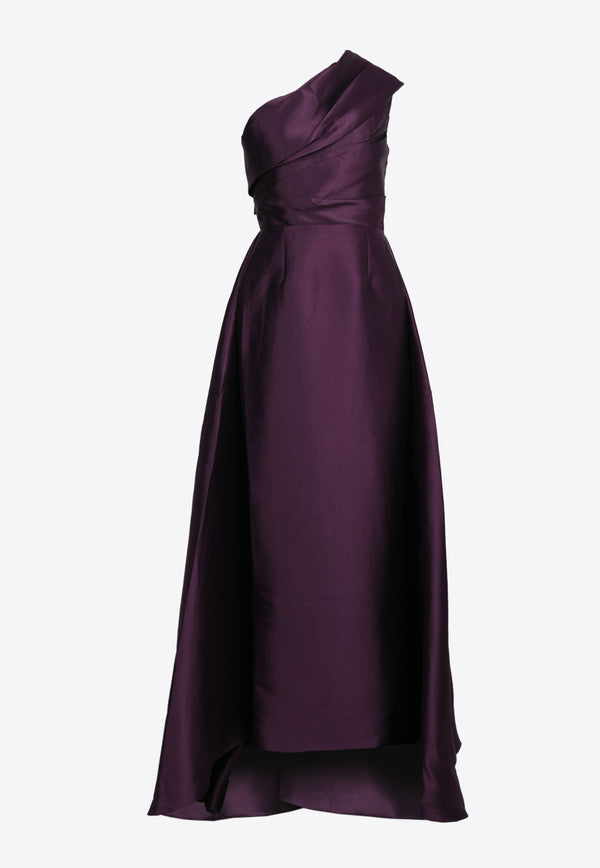 Solace London Alba One-Shoulder Satin Gown Purple OS35008PURPLE