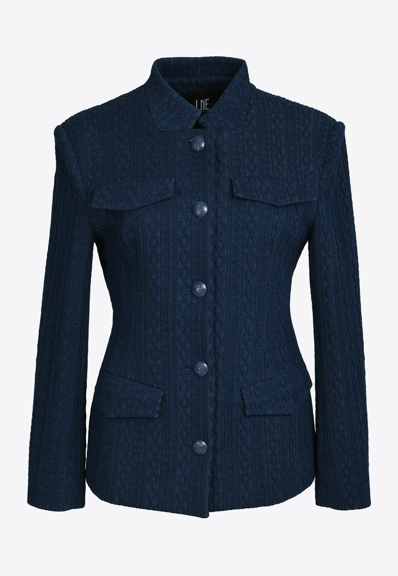 LIE Quilted Wide-Shoulder Jacket Navy I23J007NAVY