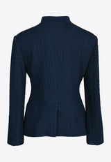 LIE Quilted Wide-Shoulder Jacket Navy I23J007NAVY