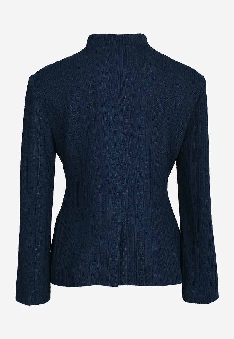 LIE Quilted Wide-Shoulder Jacket Navy I23J007NAVY