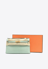 Hermès Kelly Pochette Clutch Bag in Vert d
Eau Matte Alligator with Gold Hardware