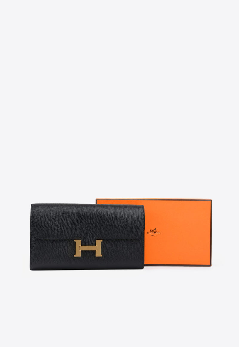 Constance To Go Wallet in Black Epsom with Gold Hardware