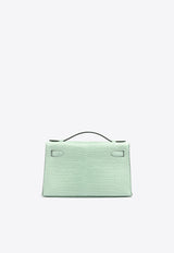 Hermès Kelly Pochette Clutch Bag in Vert d
Eau Matte Alligator with Gold Hardware