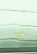 Hermès Kelly Pochette Clutch Bag in Vert d
Eau Matte Alligator with Gold Hardware