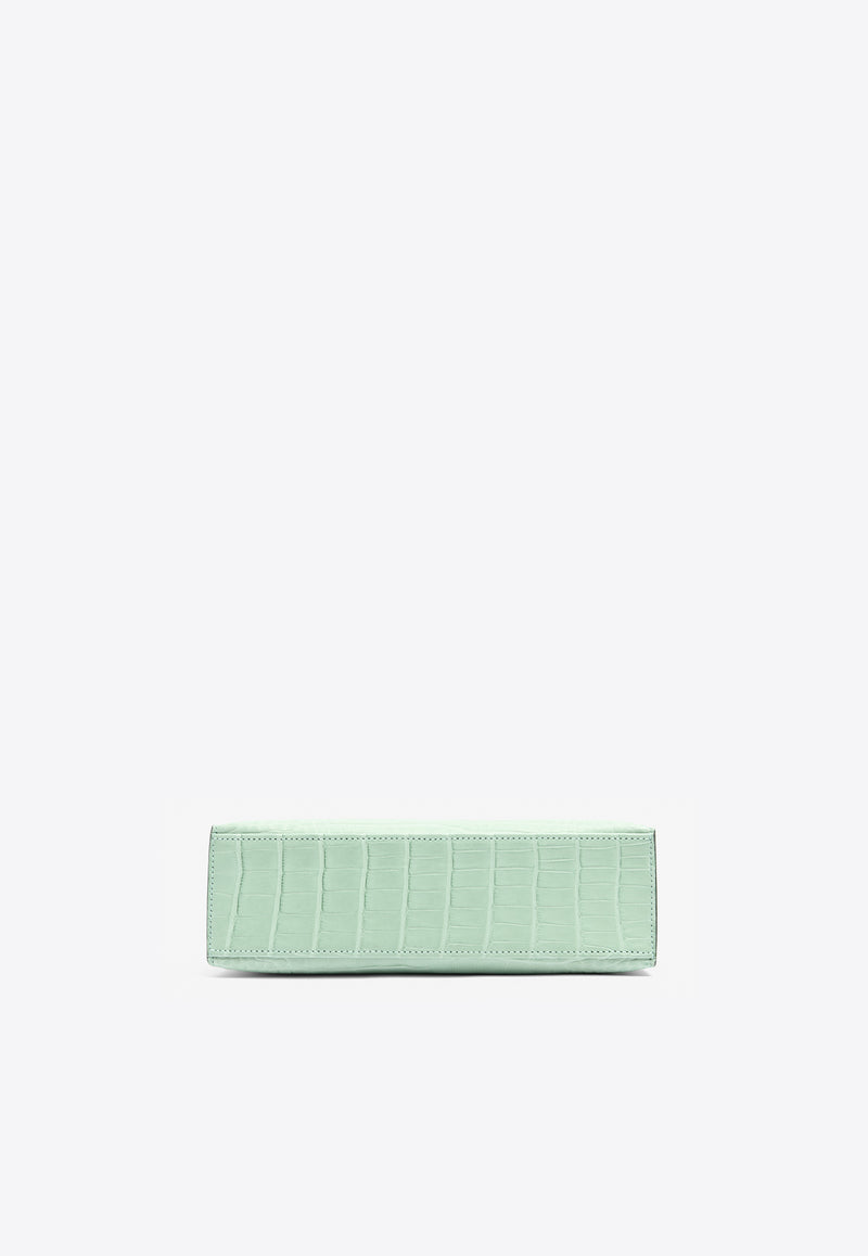 Hermès Kelly Pochette Clutch Bag in Vert d
Eau Matte Alligator with Gold Hardware