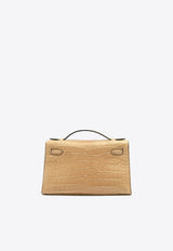 Hermès Kelly Pochette Clutch Bag in Chai Matte Alligator with Gold Hardware