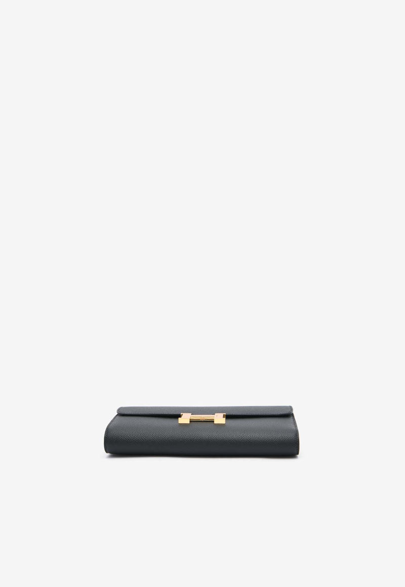 Hermès Constance To Go Wallet in Black Epsom Leather with Gold Hardware