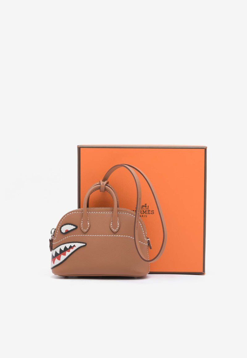 Hermès Bolide Shark Bag Charm in Gold Swift Leather with Palladium Hardware