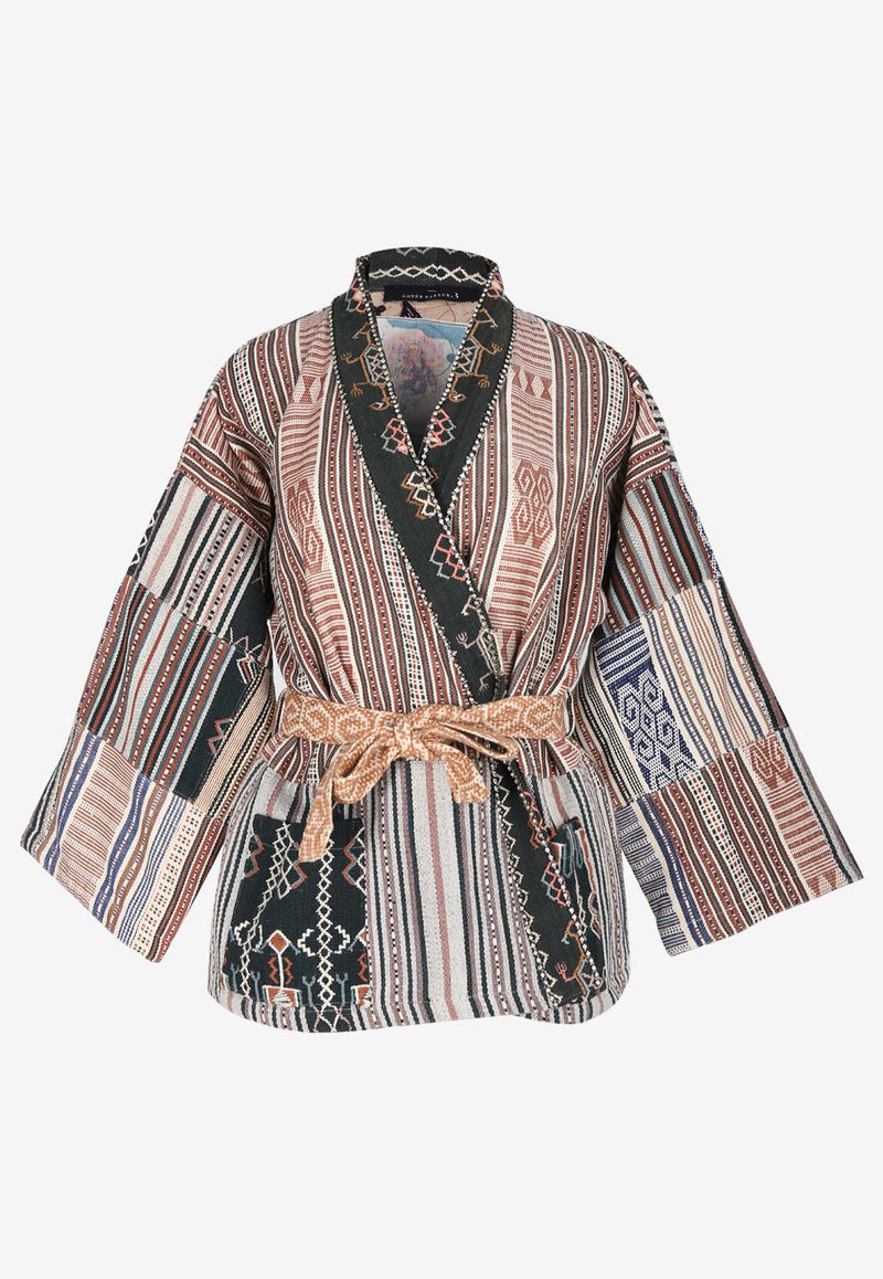 Ambre Babzoe Embellished Patterned Kimono Jacket 6201.90.90BLUE