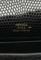 Hermès Kelly Pochette Clutch Bag in Black Shiny Nilo Lizard with Gold Hardware