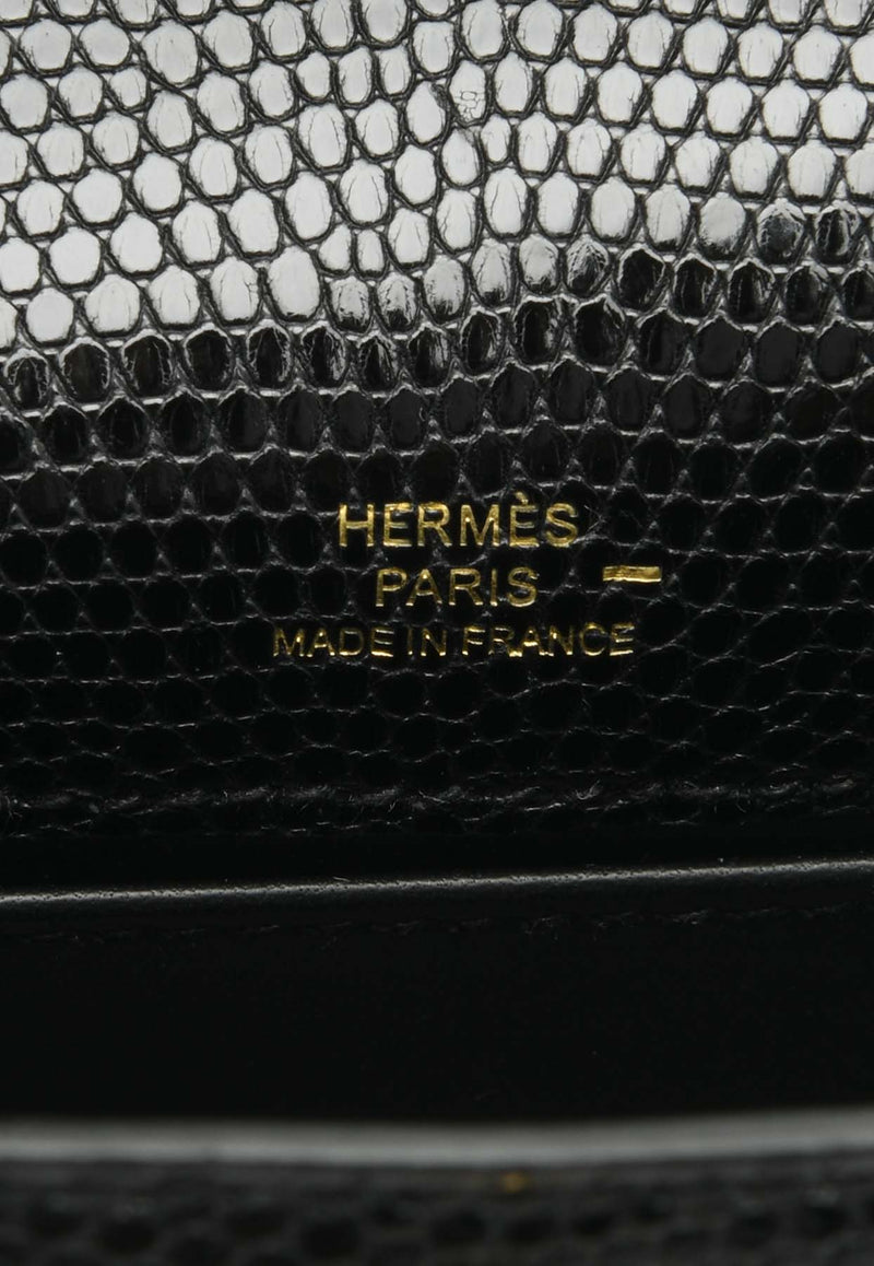 Hermès Kelly Pochette Clutch Bag in Black Shiny Nilo Lizard with Gold Hardware