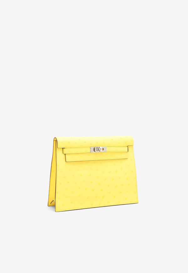 Hermès Kelly Danse in Jaune Citron Ostrich Boreale with Palladium Hardware