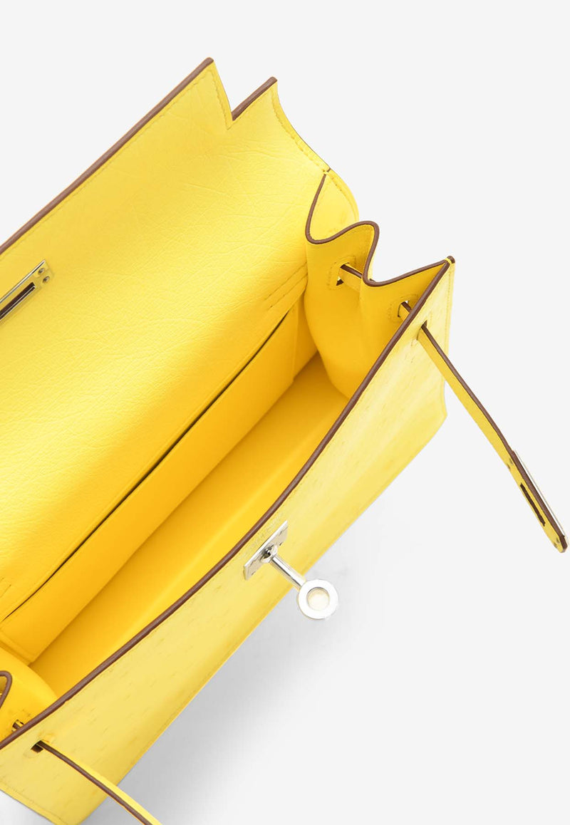 Hermès Kelly Danse in Jaune Citron Ostrich Boreale with Palladium Hardware