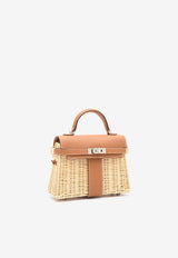 Hermès Mini Kelly 20 Picnic in Naturel Osier and Gold Swift Leather with Palladium Hardware