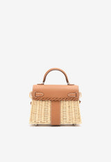 Hermès Mini Kelly 20 Picnic in Naturel Osier and Gold Swift Leather with Palladium Hardware