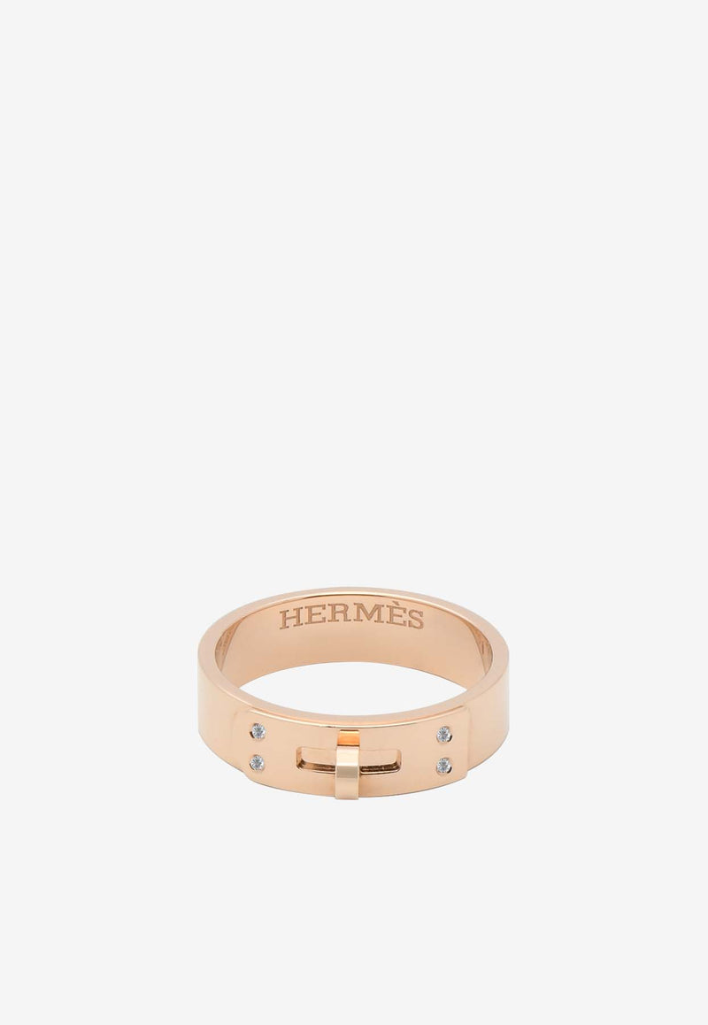 Hermès Kelly Ring PM in Rose Gold and 4 Diamonds