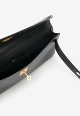 Kelly Cut Clutch Bag in Black Swift Leather with Gold Hardware