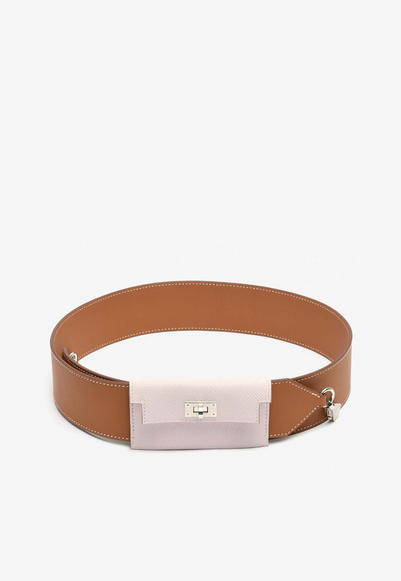 Hermès Kelly Pocket Bag Strap in Gold Swift and Mauve Pale Epsom