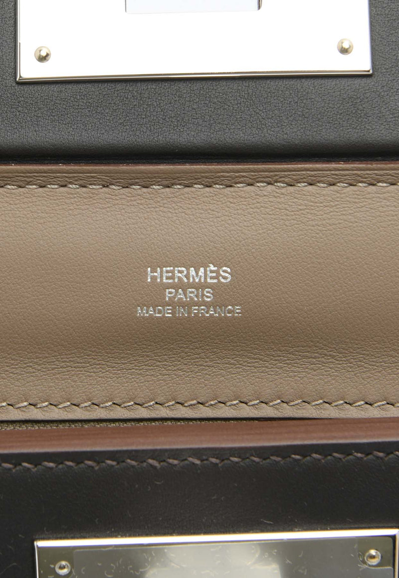 Hermès 24/24 21 Verso in Etoupe Evercolor and Ebene Swift with Palladium Hardware