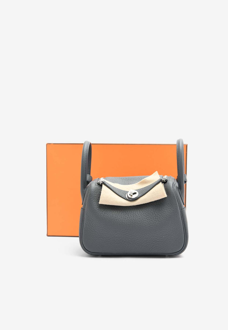 Hermès Mini Lindy 20 II in Ardoise Clemence Leather with Palladium Hardware