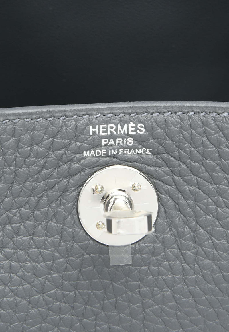 Hermès Mini Lindy 20 II in Ardoise Clemence Leather with Palladium Hardware