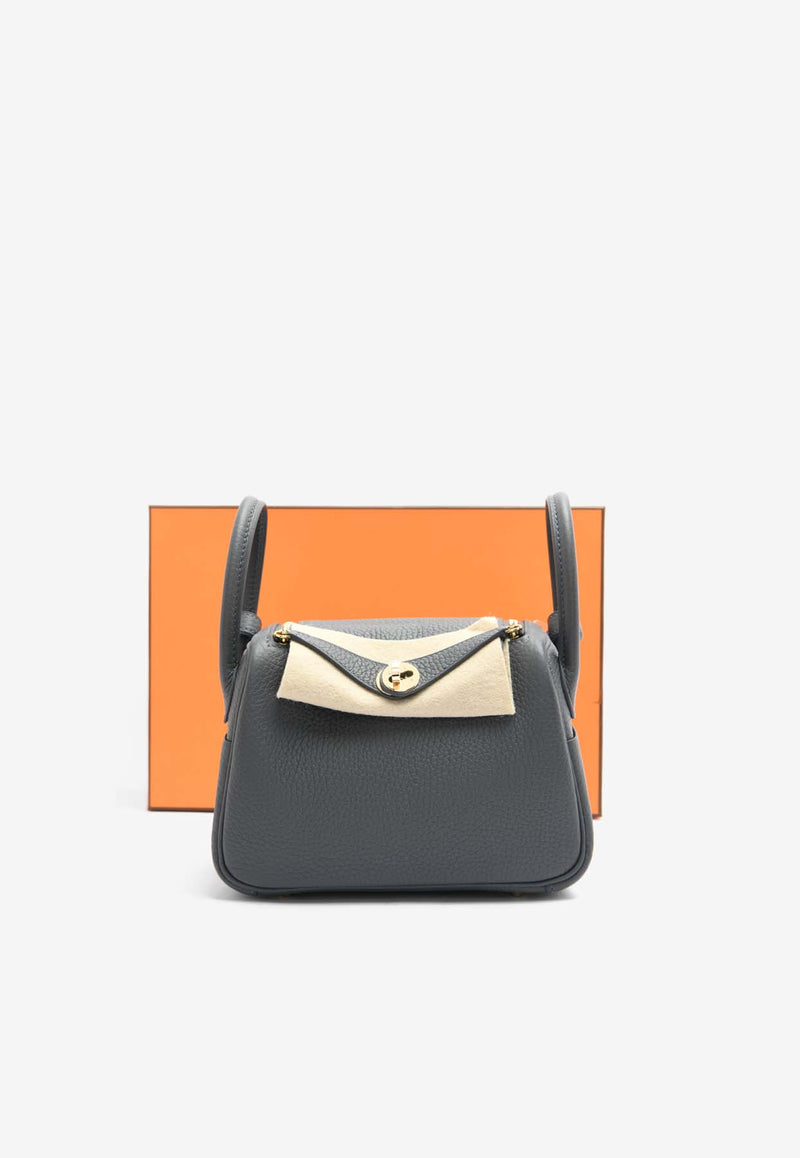 Hermès Mini Lindy 20 II in Ardoise Clemence Leather with Permabrass Hardware