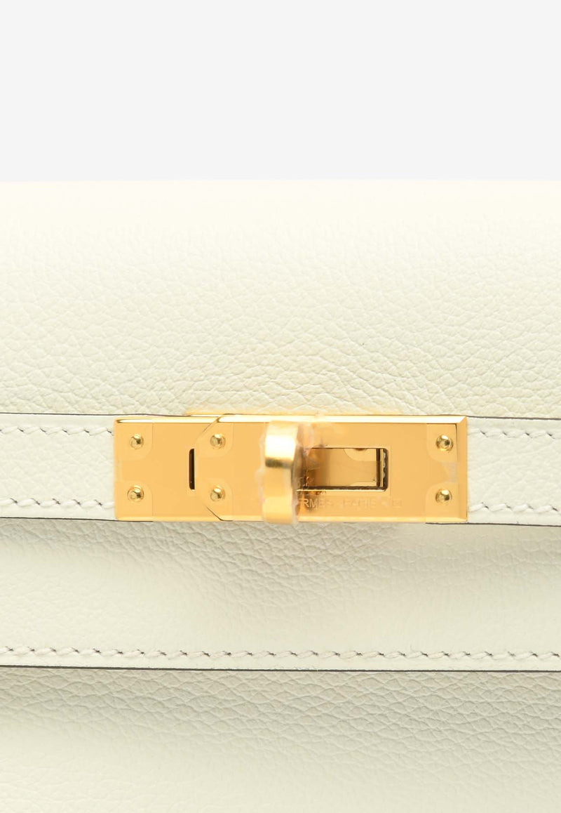 Hermès Kelly Danse Verso in Blanc and Kraft Evercolor with Gold Hardware