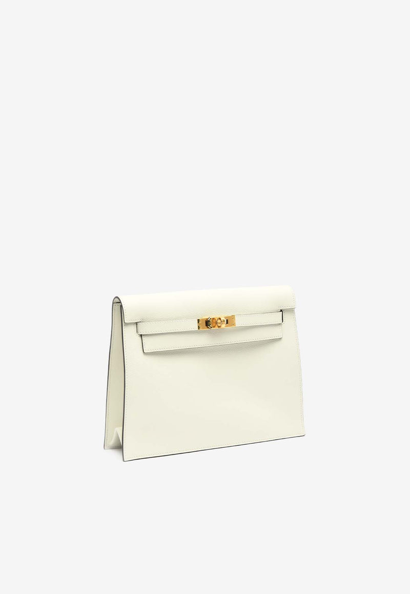 Hermès Kelly Danse Verso in Blanc and Kraft Evercolor with Gold Hardware