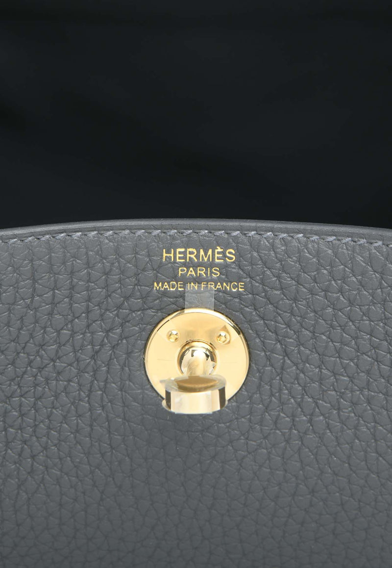 Hermès Mini Lindy 20 II in Ardoise Clemence Leather with Permabrass Hardware