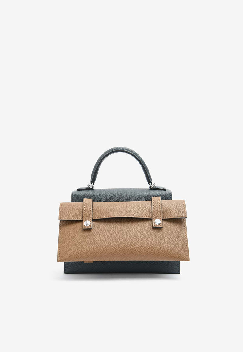 Hermès Kellydole Picto in Gris Misty, Black, Vert Fizz and Alezan Epsom with Palladium Hardware