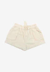 Zimmermann Kids Girls Wylie Utility Denim Shorts Cream 2055ARS251WHITE