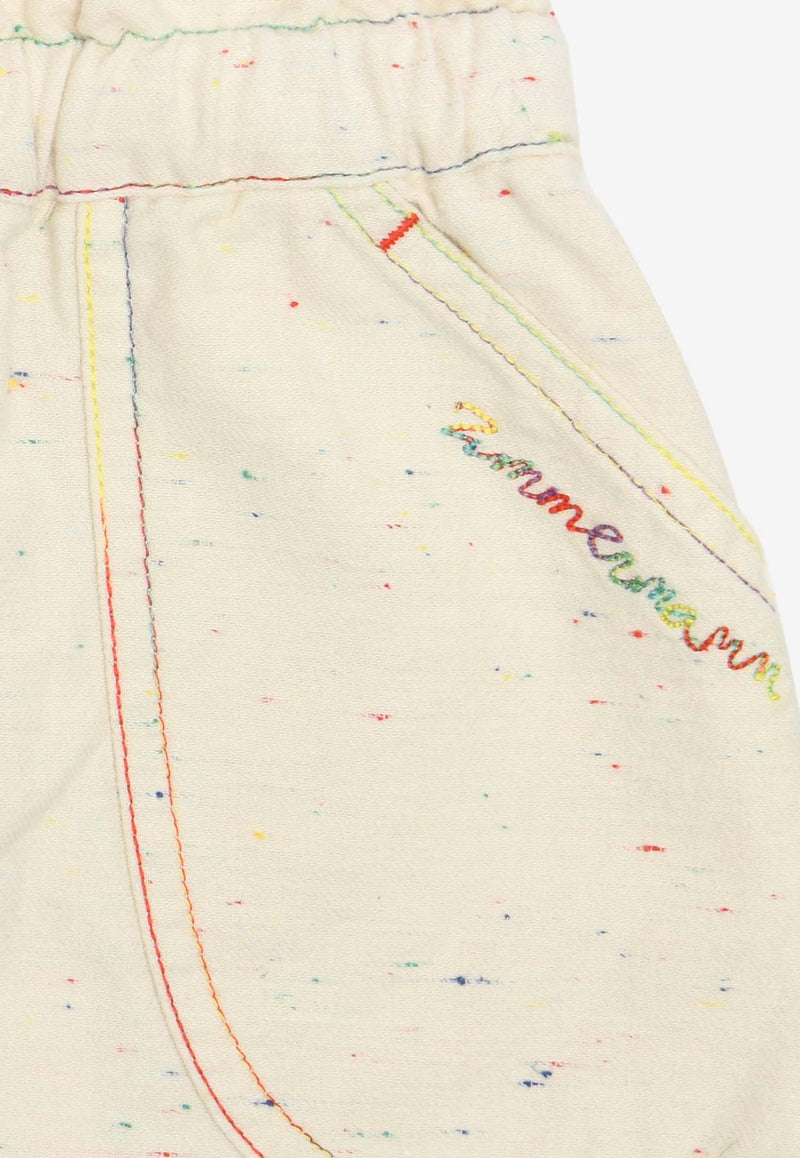 Zimmermann Kids Girls Wylie Utility Denim Shorts Cream 2055ARS251WHITE