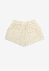 Zimmermann Kids Girls Wylie Utility Denim Shorts Cream 2055ARS251WHITE