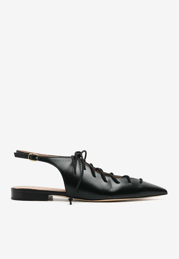 Malone Souliers Alia Lace-Up Slingback Flats Black ALIA10-2BLACK