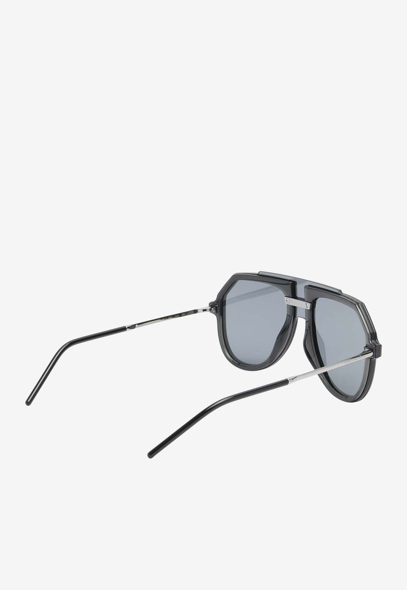 Dolce 
Gabbana DG Intermix Oversized Aviator Sunglasses Gray 0DG61955016GBLACK