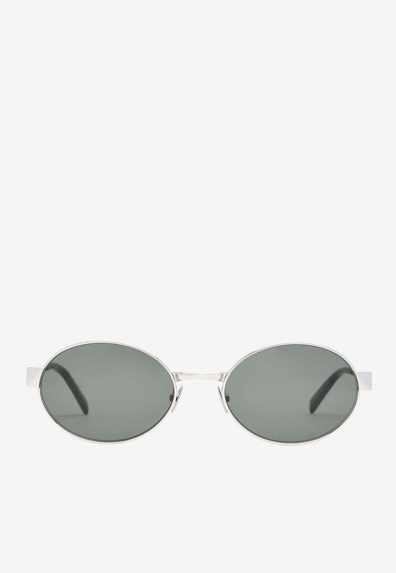 Saint Laurent Logo Engraved Oval-Shaped Sunglasses Gray SL692SILVER